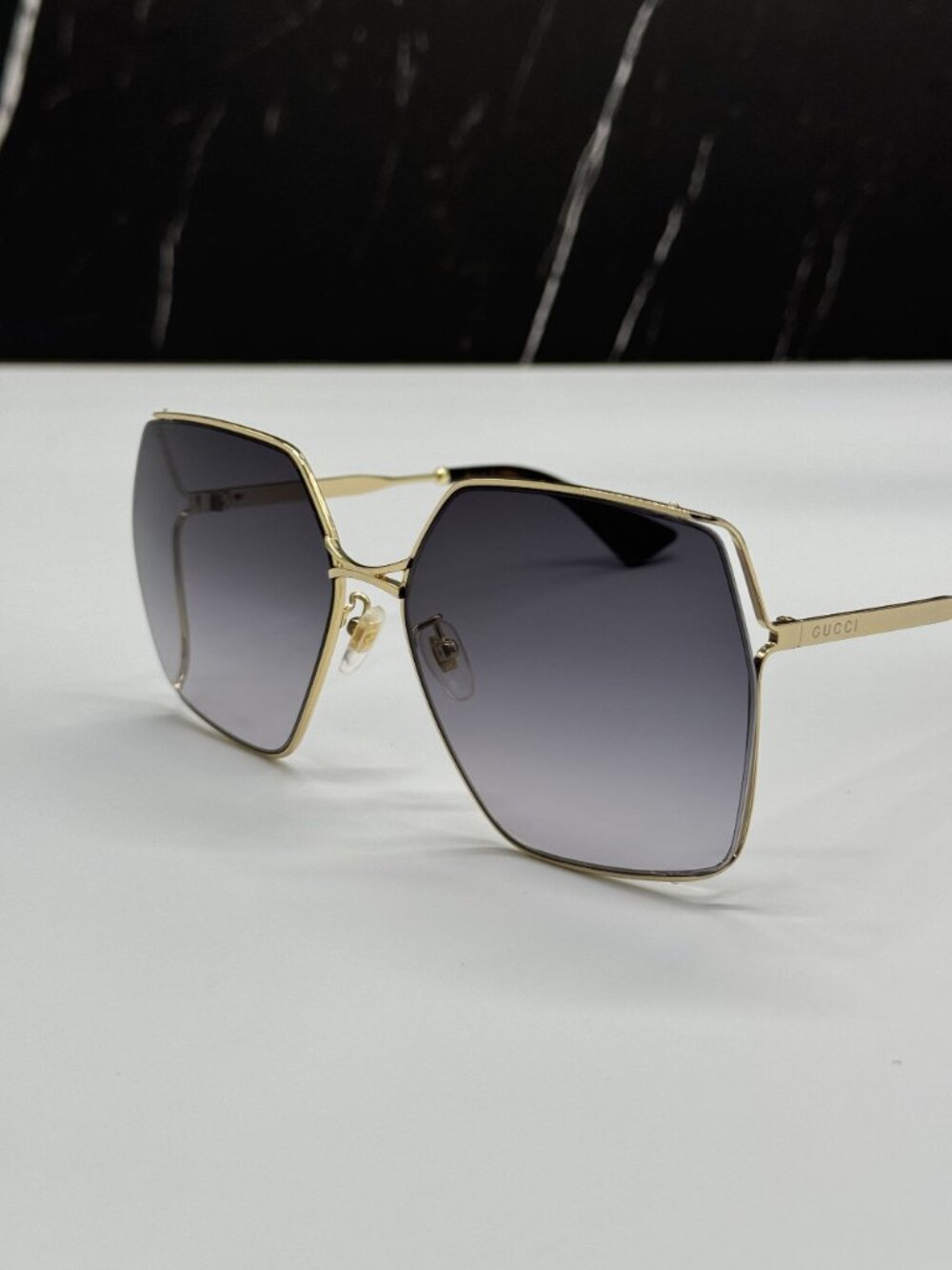 NEW GUCCI GG0817S 001 SUNGLASSES GOLD/GRAY WOMEN EYEWEAR - Picture 4 of 11